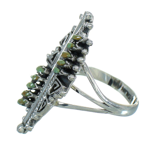 Turquoise Silver Southwestern Water Wave Needlepoint Ring Size 5-1/2 QX87099